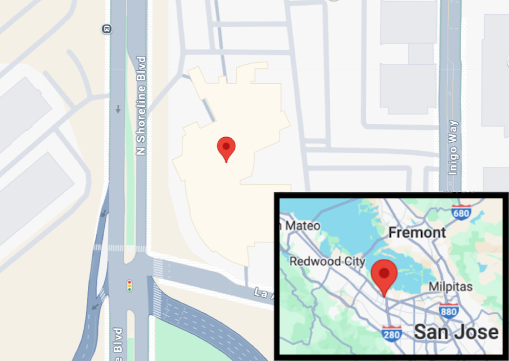 raw-app-exposed-data-location a screenshot showing the location of the TechCrunch user's profile on a map, hovering over Mountain View, California.