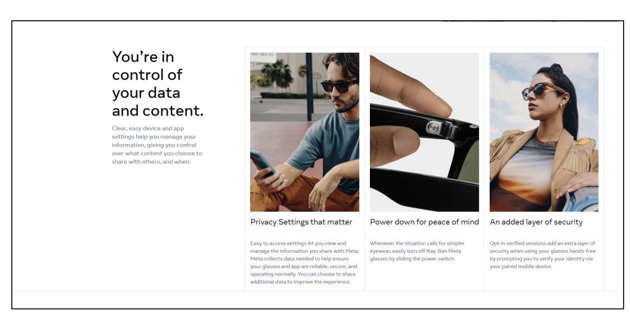 a screenshot from the complaint, showing a Meta ad, claiming "you're in control of your data and content."